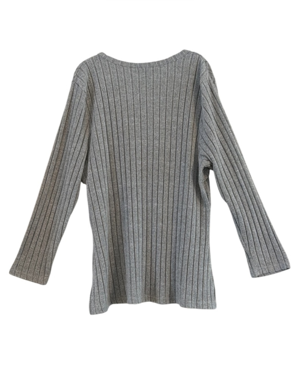 SHEIN Gray Ribbed Wide-Leg Pants & Button-Accent Knit Top Set Size 4XL = 2X/20 - Picture 3 of 13